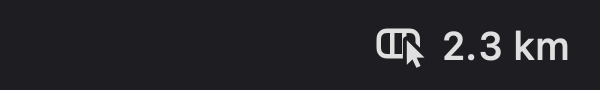 The Deskathon item in the menu bar: the odometer icon followed by 2.3 km, today’s distance.