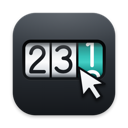 The Deskathon app icon: an odometer window on graphite with a teal last drum and a white pointer.